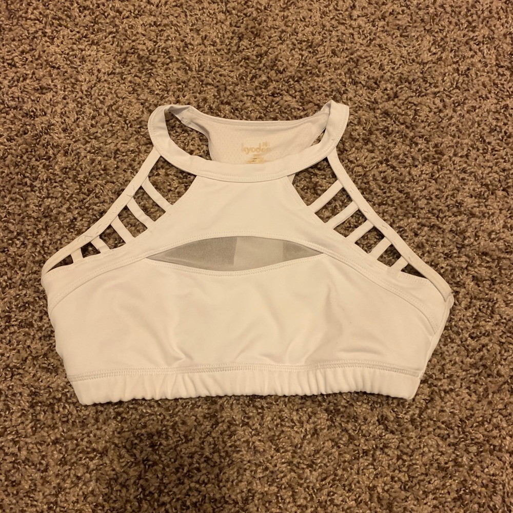 White high neck sports bra